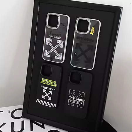アイフォン17 off white風 スマホケース  青