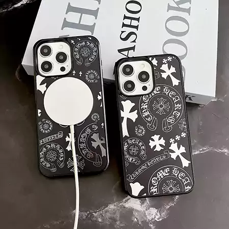 面白い アイフォーン 15 chrome hearts風 スマホケース 