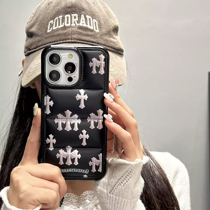 iphone16 スマホケース chrome hearts風 