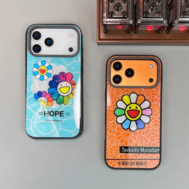 ハイブランド スマホケース iphone15 murakami sunflower風